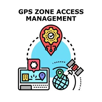 Gps zone access management system concept Stock Illustration