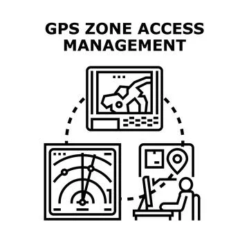 Gps zone access management system technology Stock Illustration