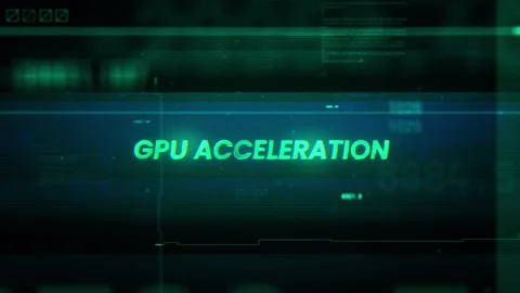 GPU Acceleration Word on Noise Glitch Error technology futuristic data backg Stock Footage 343568162