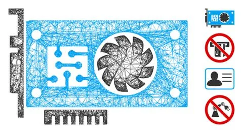 GPU Accelerator Card Web Vector Mesh Illustration 스톡 일러스트