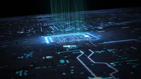GPU artificial intelligence processor technology chip data transmission Stock Footage 164633944
