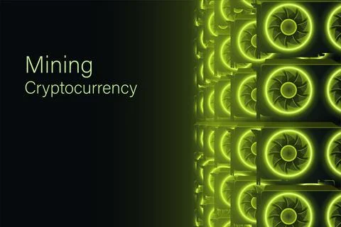 Gpu in big group for mining crypto Illustrazione stock