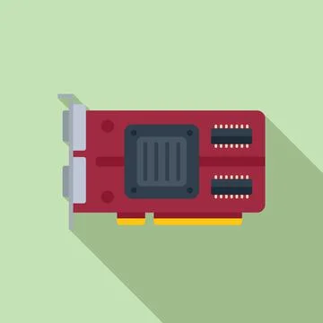 Gpu board icon flat vector. Computer card 库存插图