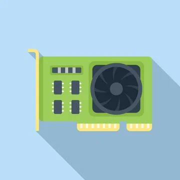 Gpu card cooler icon flat vector. Cpu chip Stock Illustration