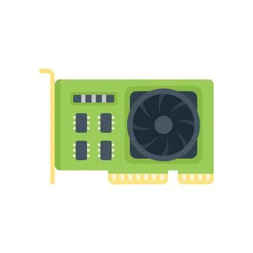 Gpu card cooler icon flat vector. Cpu chip Stock Illustration