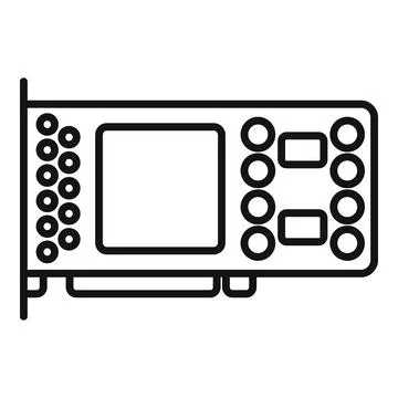 Gpu card icon outline vector. Computer pc Illustrazione stock
