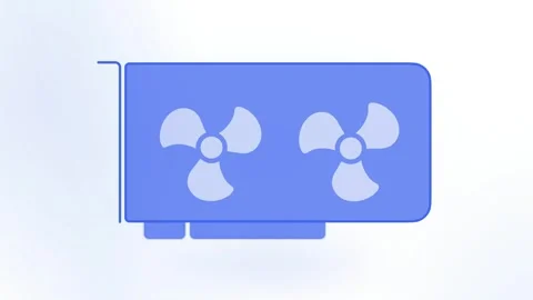 GPU Card Vector Spinning Cooling Fans Blue White Tech Computer Graphics Stock Footage 345094201