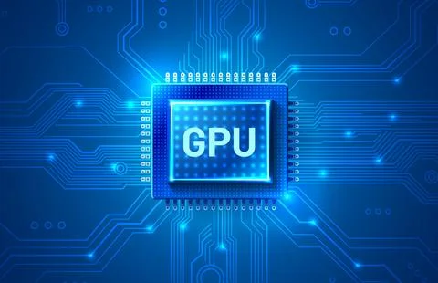 GPU chip banner, 3d rendering processor. Vector illustration Stock Illustration