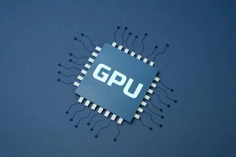GPU Chip. Computer graphics processor microchip technology, semiconductor har Stock Photos
