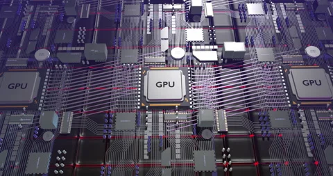 GPU Chip Computing 3D Data. Artificial Intelligence Neural Networking. Stock Footage 194512192