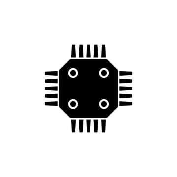 GPU Chip Flat Vector Icon Stock Illustration