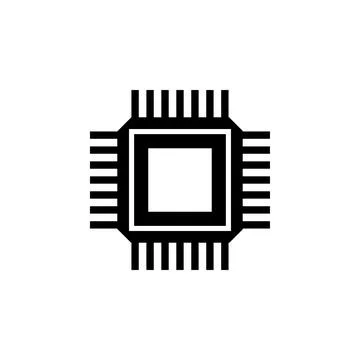 GPU Chip Flat Vector Icon Stock Illustration