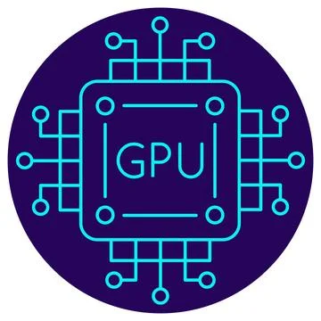 GPU chip vector icon. Shows microprocessor with "GPU" label Stock Illustration