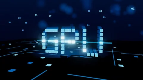 GPU chip word hologram glowing above a circuit board 3D animation seamless loop Stock Footage 339882131
