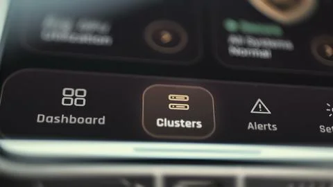 GPU Cluster Dashboard Navigation and Alert Controls Stock Photos
