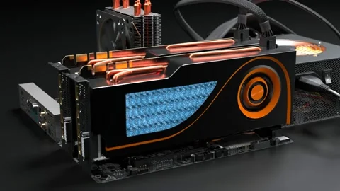 GPU computations scheme. Deep learning. Graphics cards for cryptocurrency mining Stock Footage 201169340