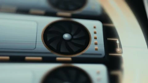 GPU Cooling Fan and Accelerator Hardware Close Up Stock Photos