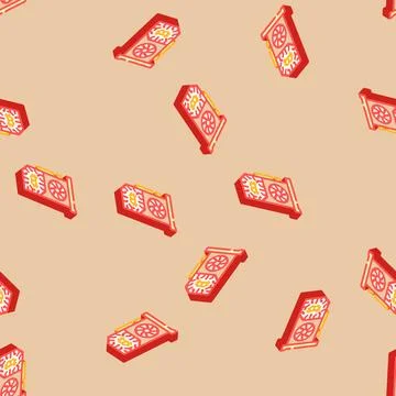 Gpu cryptocurrency mining isometric icon seamless pattern 스톡 일러스트