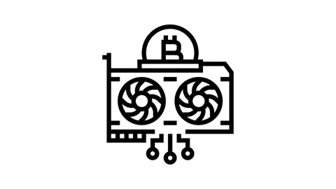 Gpu cryptocurrency mining line icon animation Stock Footage 326126908