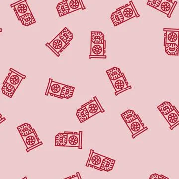 Gpu cryptocurrency mining line vector seamless pattern Stock Illustration