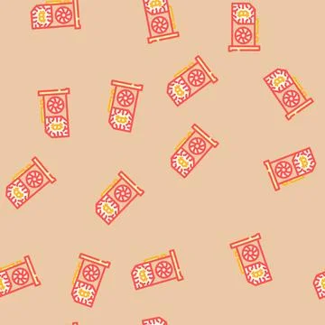 Gpu cryptocurrency mining vector seamless pattern Stock Illustration