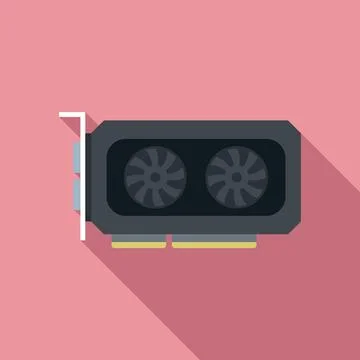 Gpu fan card icon flat vector. Pc computer イラスト素材