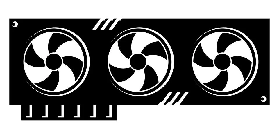 GPU flat icon. Best graphics card  with three fans. Vector illustration Stock Illustration