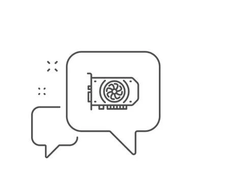 Gpu graphic card line icon. Computer component hardware sign. Vector Stock Illustration