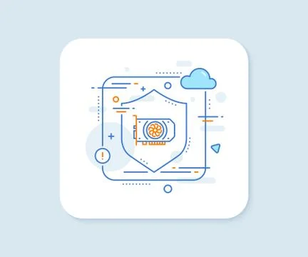 Gpu graphic card line icon. Computer component hardware sign. Vector Stock Illustration