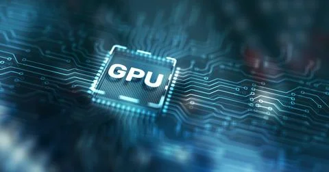 GPU Graphic Processor Hardware Tech. Processing Electronic Technology concept on Ilustración de archivo