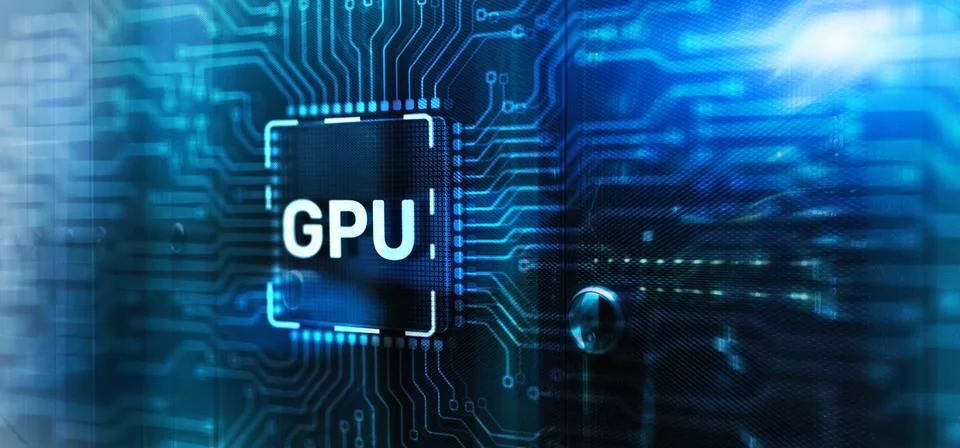 GPU Graphic Processor Hardware Tech. 3d Electronic Circuit Board Chip Stock Photos