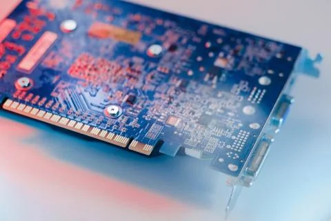 Gpu Graphics Proccesing Unit white background on white background details mac Stock Photos