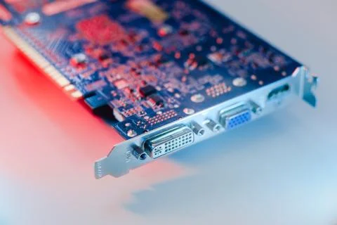 Gpu Graphics Proccesing Unit white background on white background details mac Stock Photos