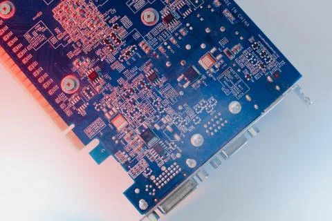 Gpu Graphics Proccesing Unit white background on white background details mac Stock Photos