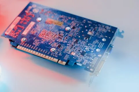 Gpu Graphics Proccesing Unit white background on white background details mac Stock Photos