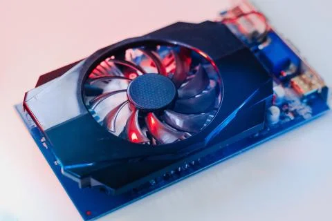 Gpu Graphics Proccesing Unit white background on white background details mac Stock Photos