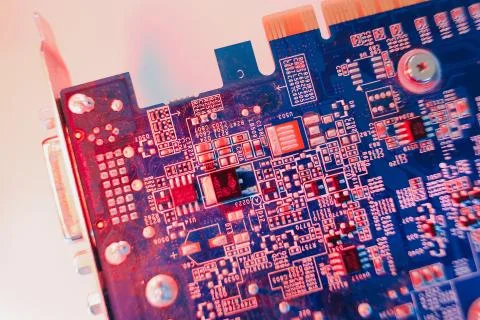 Gpu Graphics Proccesing Unit white background on white background details mac Stock Photos