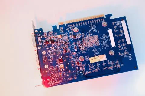 Gpu Graphics Proccesing Unit white background on white background details mac Stock Photos