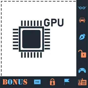 Gpu icon flat Illustrazione stock