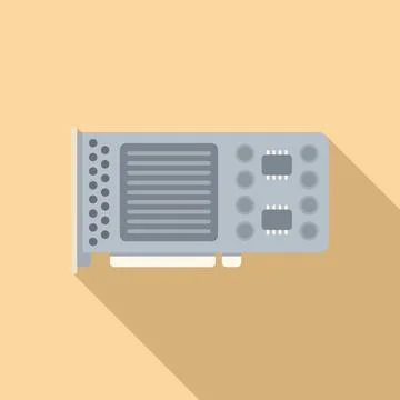 Gpu icon flat vector. Computer card Stock Illustration