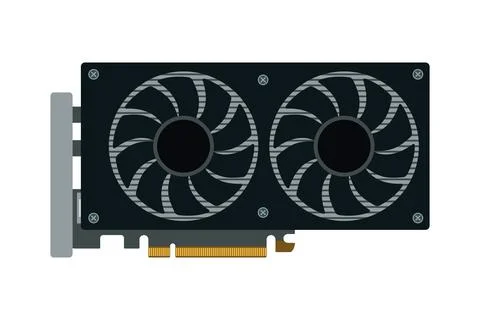 GPU icon. Graphics processing unit with two fans. Modern vector illustration  Illustrazione stock