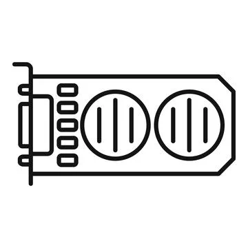 Gpu icon outline vector. Computer card Stock Illustration