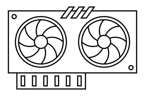 GPU line icon. Modern Graphic Processing Unit with two fans. Vector illustration Stockillustratie
