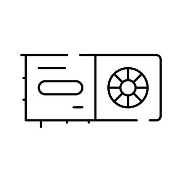 Gpu line icon representing processing hardware Stock Illustration