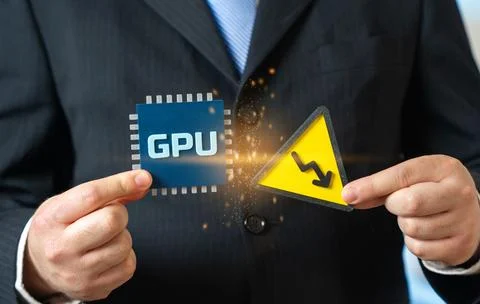 GPU microchip shortage. High demand, falling supply and high prices. The AI b Stockfoto's