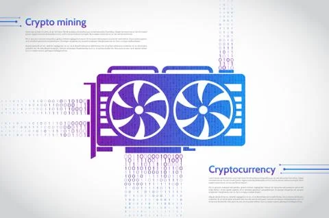 GPU mining digital money. Farm cryptocurrency Stock Illustration