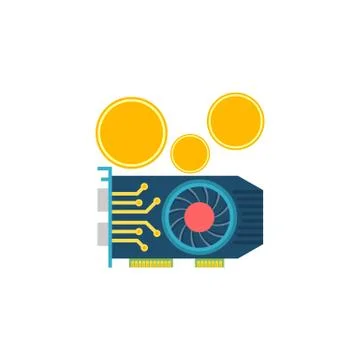 GPU Mining Flat Vector Icon. Illustrazione stock