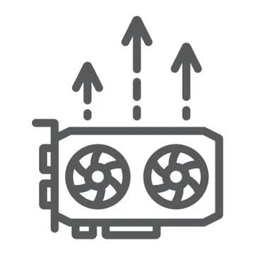 Gpu mining line icon, money and finance Stockillustratie