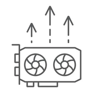 Gpu mining thin line icon, money and finance Stockillustratie