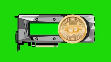 GPU mining virtual currency bitcoin. Version 4 zooms and green screen Stock Footage 85990367
